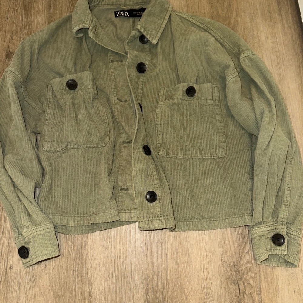 Zara Sage Green Corduroy Jacket